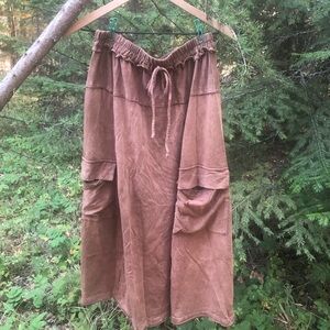 Brown Mineral Wash Women's Designer Skirt with Pockets ReWilding Boho